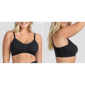 HONEYLOVE Crossover Sculpting Bra Black Vamp Mesh  Full Coverage Size L 36 B/C